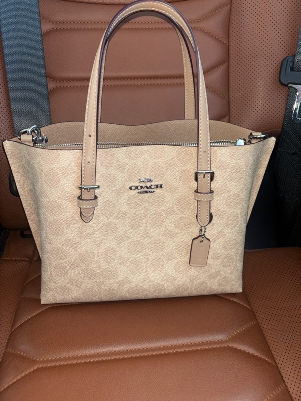Coach Mollie 25 Tote in Signature Sand Canvas - Picture 4 of 15